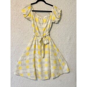 Sugar Lips Women’s M California Plaid Off The Shoulder Midi Dress‎ Plaid